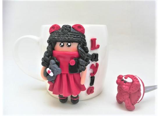 مغ شاي او قهوة مضاف اليه شخصية كرتونية|فريد و مناسب للهدايا  |اللون  أحمر وأسود 